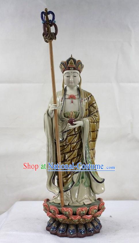 Ancient Chinese Monk Shiwan Ceramic Sculpture Figurine