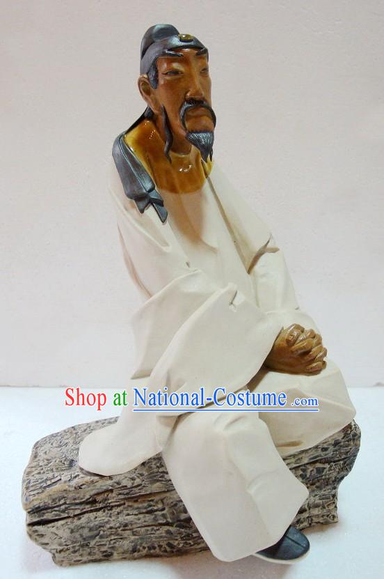 Ancient Poet Bai Juyi Recalling the South Chinese Shiwan Ceramic Figurine