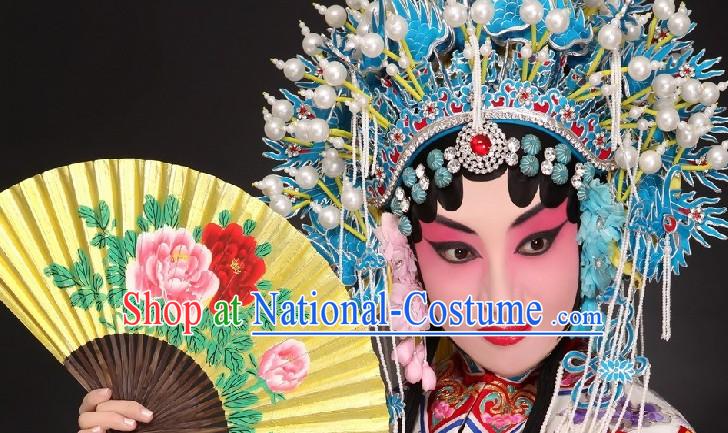 Traditional Beijing Opera Peony Golden Fan