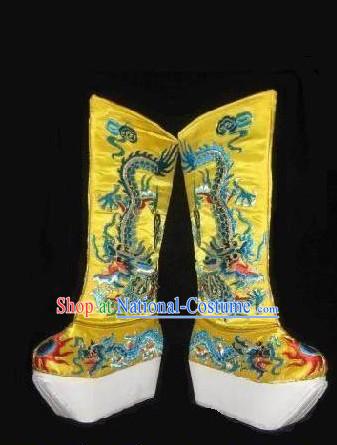 Chinese Opera Emperor Embroidered Dragon Boots