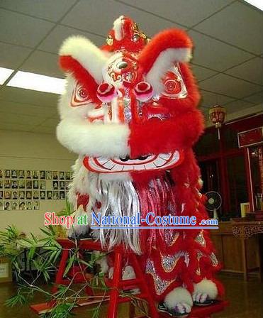 Amazing Festival Celebration Half Red Half White Supreme Handmade Lion Dance Costumes