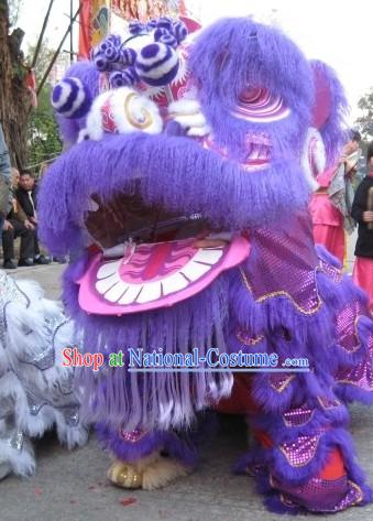 Supreme Happy Restaurant and Hotel Opening Purple Lion Dance Costumes Complete Set