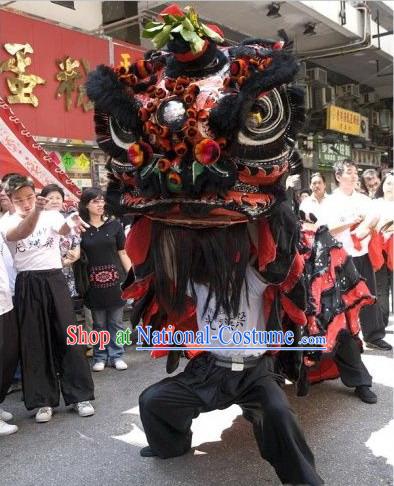 Gwan Gong Red and Black Lion Costumes Complete Set