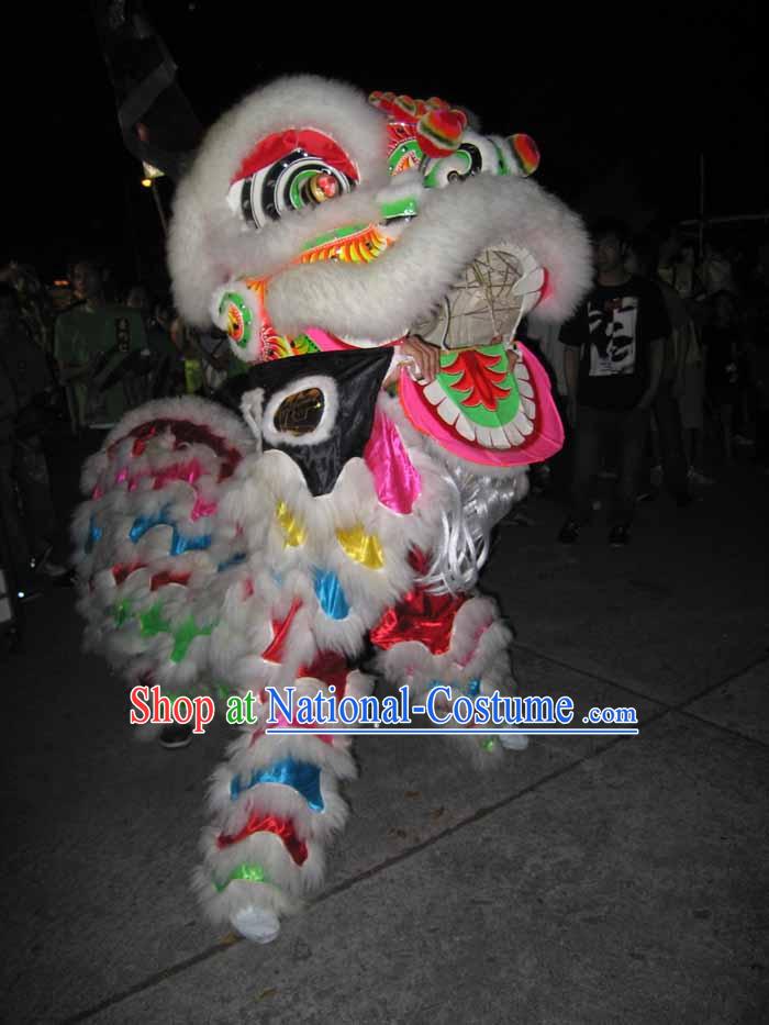 Rainbow Luminous Fluorescent Chinese Lion Dance Costumes Complete Set