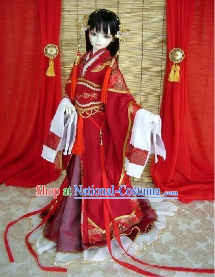 Chinese Red Lunar New Year Costume and Hair Accessories