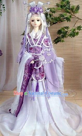 Classic Purple Imperial Dance Costume and Hair Accessories