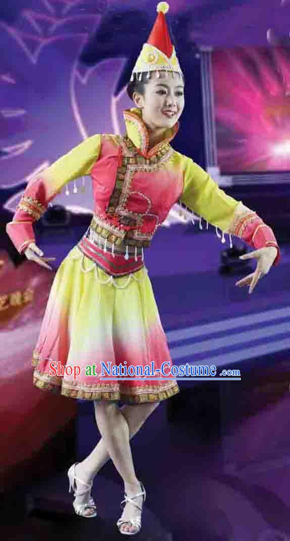 Mongolian Dance Costumes and Hat for Women