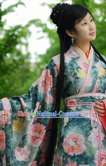 Ancient Chinese Peony Princess Clothing Complete Set