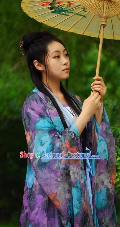 Ancient Chinese Beauty Robe and Umbrella Set