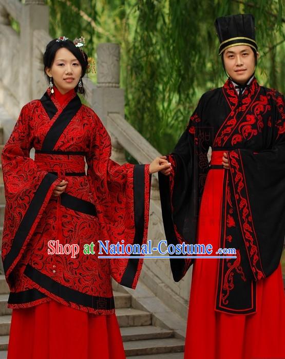 Traditional Chinese Wedding Dress 2 Sets for Men and Women