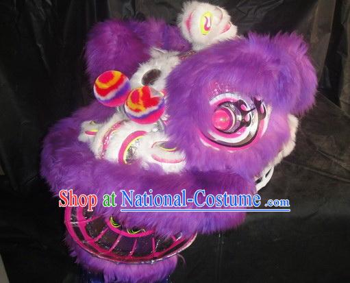 Top Purple Sheep Fur Lion Dance Mask Body Pants Claws Complete Set