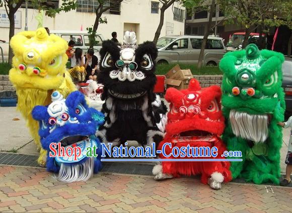 Lucky Opening Ceremony Five Colors of Lion Dance Costumes Complete Sets