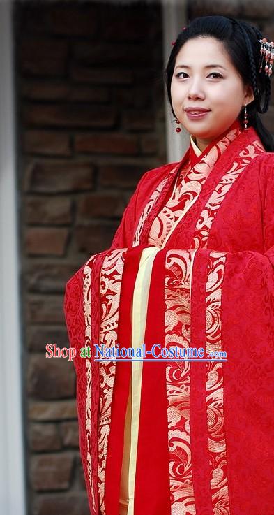 Traditional Chinese Princess Red Wedding Dress Complete Set