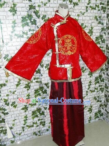 Traditional Chinese Wedding Blouse and Skirt for Bridegrooms