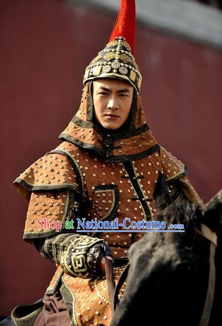 Ancient Qing Dynasty Prince Armor and Helmet Complete Set