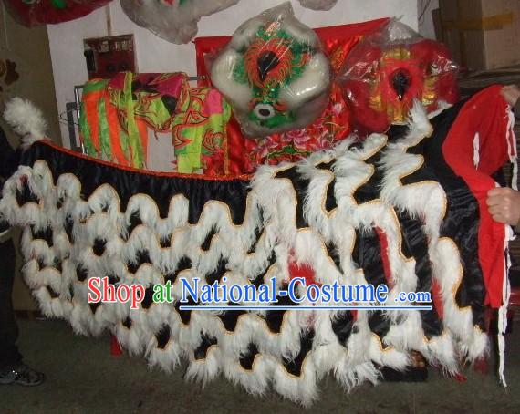 White Sheep Fur Black Undercover Lion Dance Body Tail Pants Claws Set