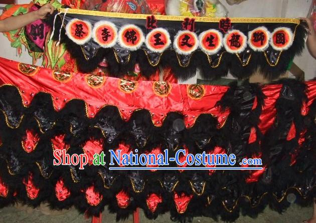 Traditional Long Sheep Fur Lion Dance Tail, Pants and Claws Set