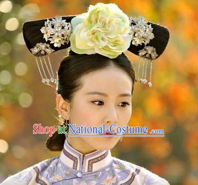 Qing Dynasty Palace Maid Wig and Hair Accessories