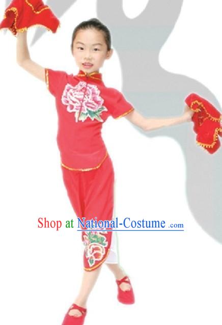 Traditional Chinese Fan Dance Costume for Kids