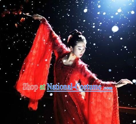 Ancient Chinese Beauty Lucky Red Palace Dance Costume