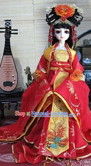 Traditional Red Wedding Dress Wig and Headpiece