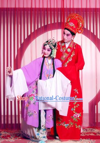 Peking Opera Wedding Costumes 2 Sets for Men and Women