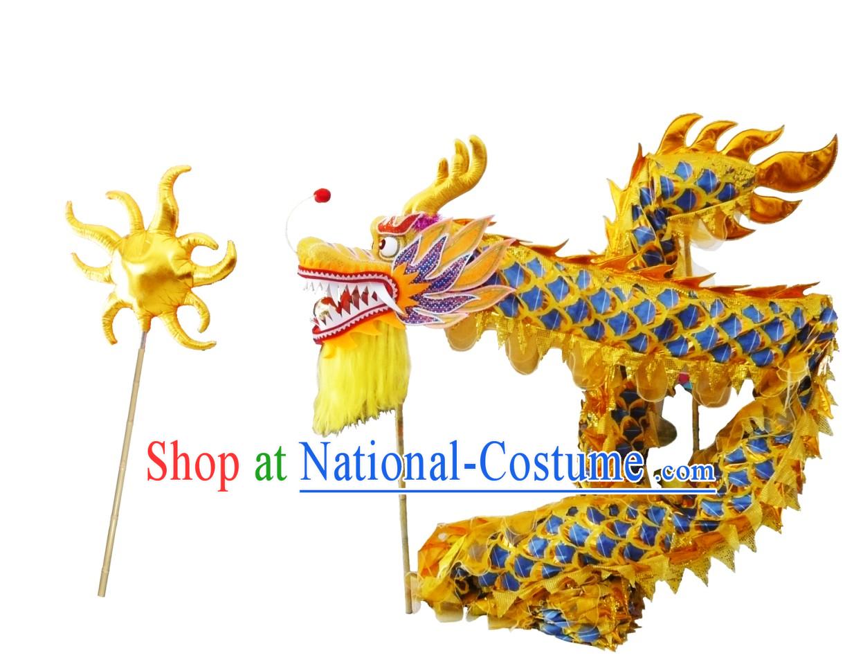 Competition and Performance Shinning Golden Lightweight Net Dragon Dance Costumes Complete Set