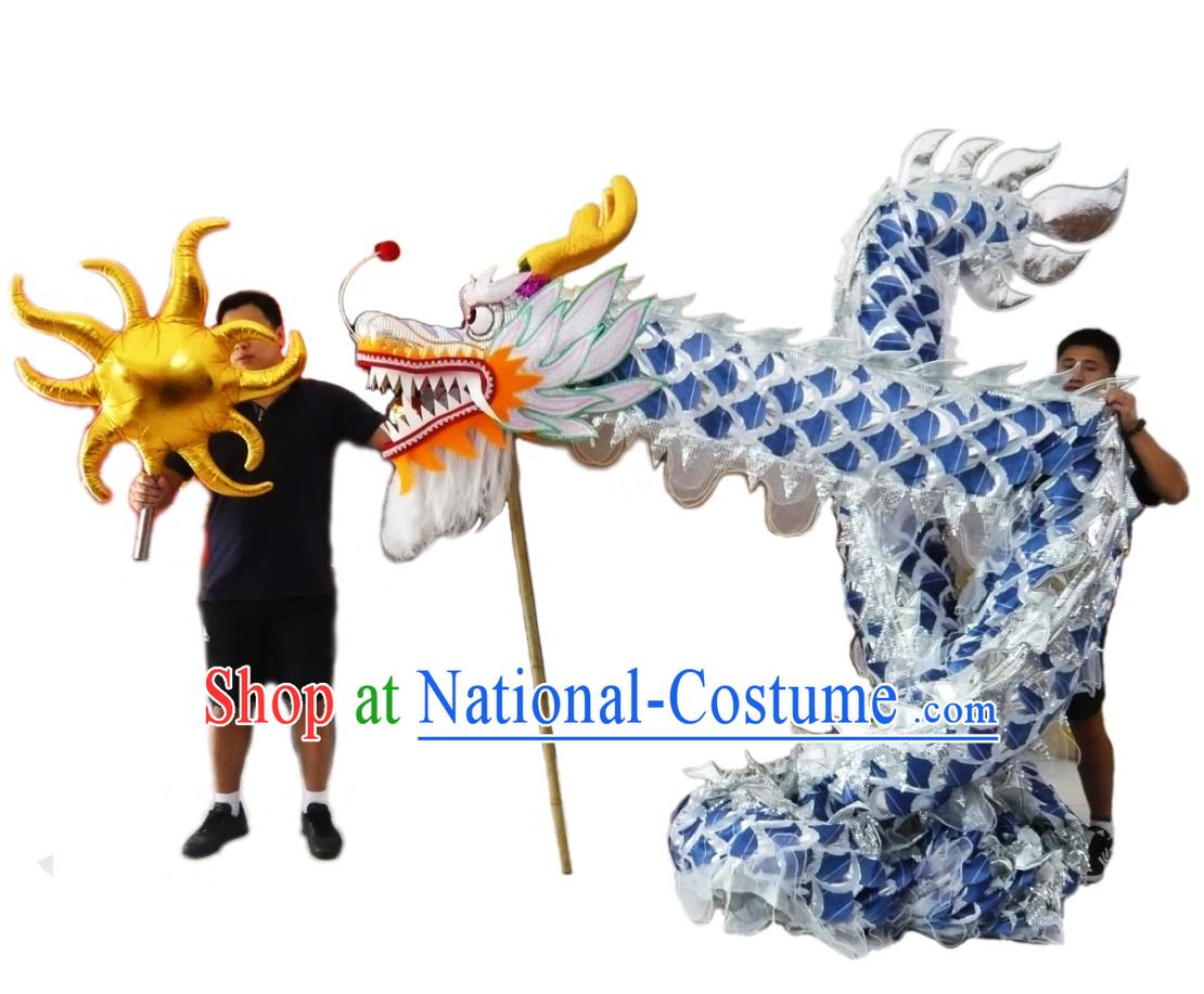 Competition and Performance Silver Lightweight Net Dragon Dance Costumes Complete Set