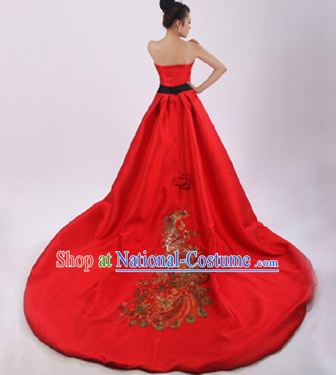 Lucky Red Chinese Phoenix Wedding Dress