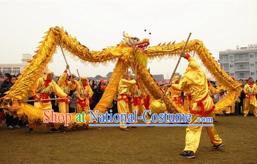 Handmade Shinning Golden Dragon Dance Costumes Complete Set