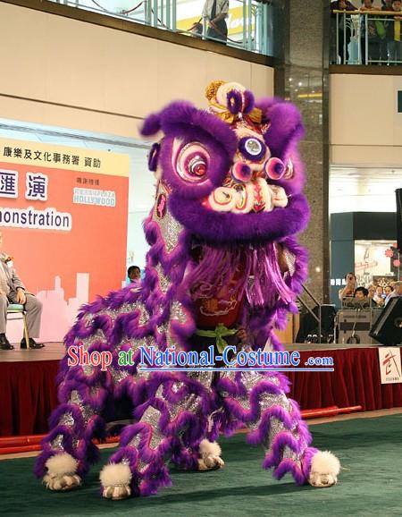 Luminous Competition and Parade Purple Sheep Fur Lion Dance Costume Complete Set