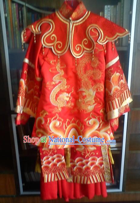 Traditional Chinese Dragon Phoenix Lucky Red Wedding Dress