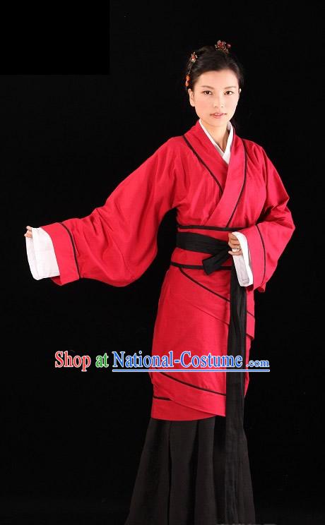 Ancient Chinese Red Hanfu Clothing Complete Set