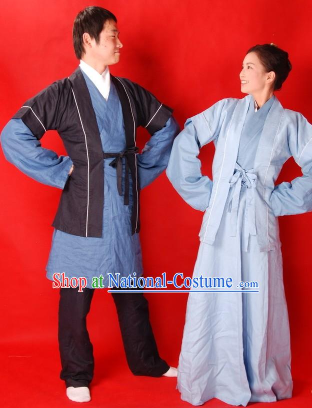 Ancient Chinese Farmer Clothing 2 Sets for Men and Women