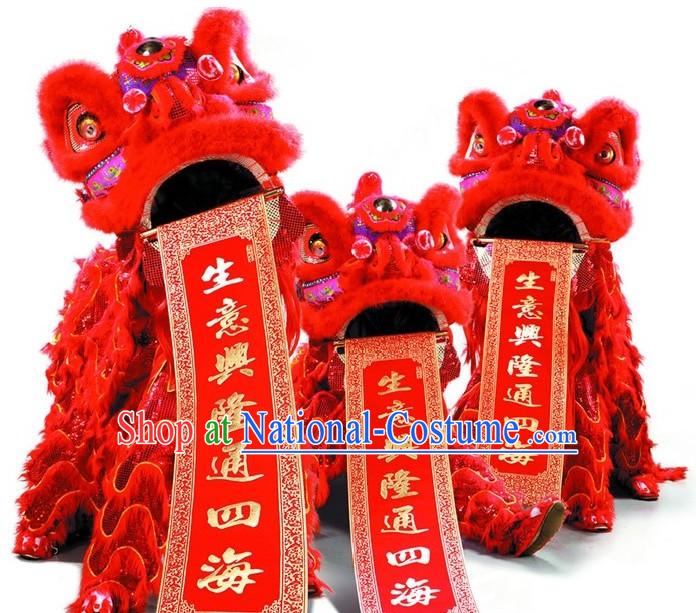 Traditional Red Lion Dance Costumes Complete Set