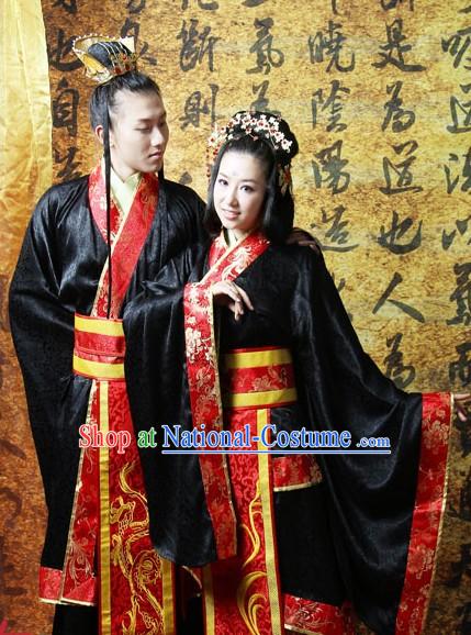 Ancient Chinese Royal Wedding Dress Complete 2 Sets for Men and Women