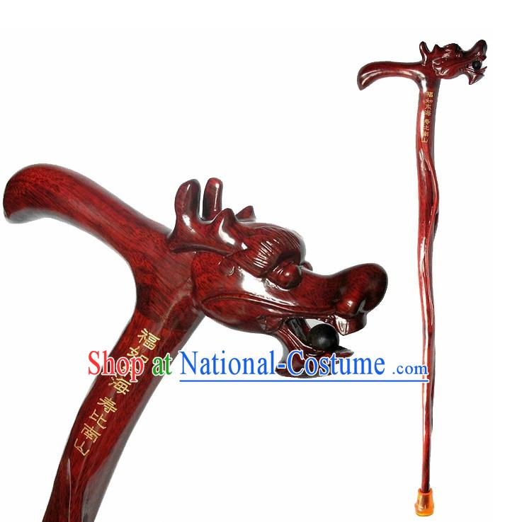 Chinese Classic Handmade Rose Wood Dragon Stick