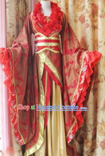 Ancient Chinese Red Phoenix Wedding Dress for Brides