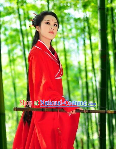 Traditional Chinese Red Hanfu Clothing Complete Set