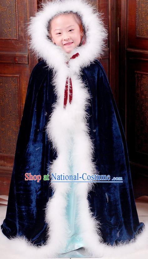 Ancient Chinese Long Winter Cape for Kids