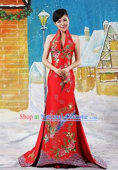 Stunning Chinese Wedding Embroidered Phoenix Evening Dress