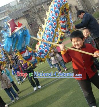 Competition and Parade Blue Dragon Dance Costume for Primary School Students