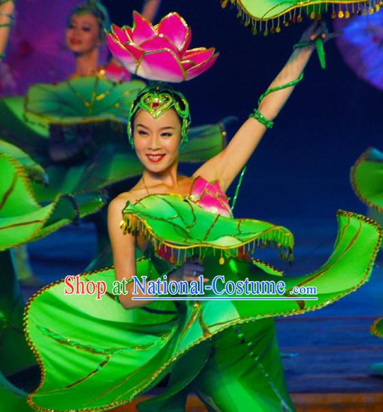 Chinese Lotus Dance Costumes Complete Set