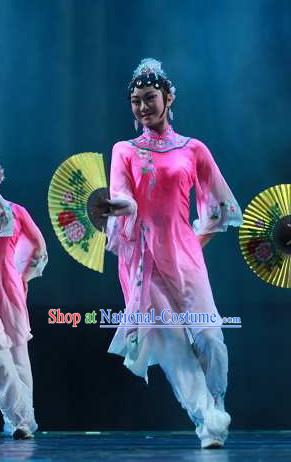 Chinese Classical Fan Dancing Costumes Set for Women