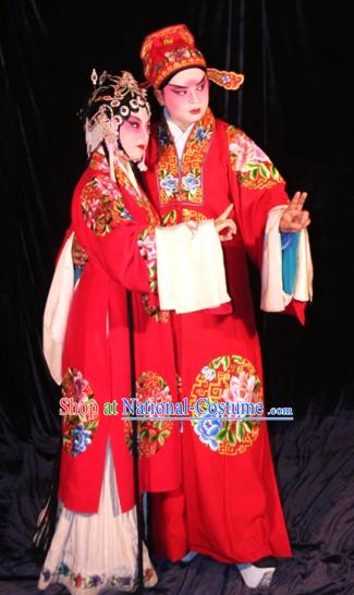 Peking Opera Wedding Dress 2 Sets for Bride and Bridegroom