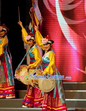 Ancient Korean Drummer Costume and Hat Set