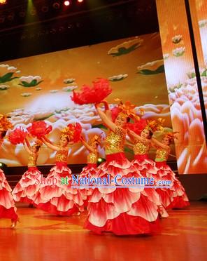 Chinese Peony Dance Costumes Complete Set