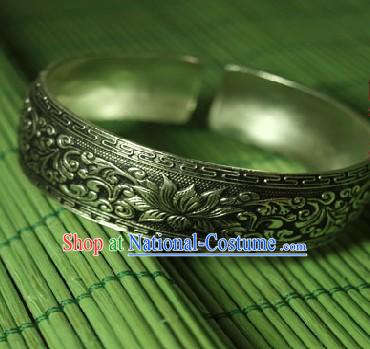 Miao Silver Lotus Bracelet for Women