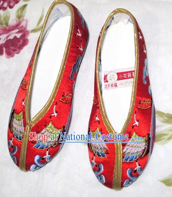 Chinese Red Hanfu Embroidery Shoes for Children