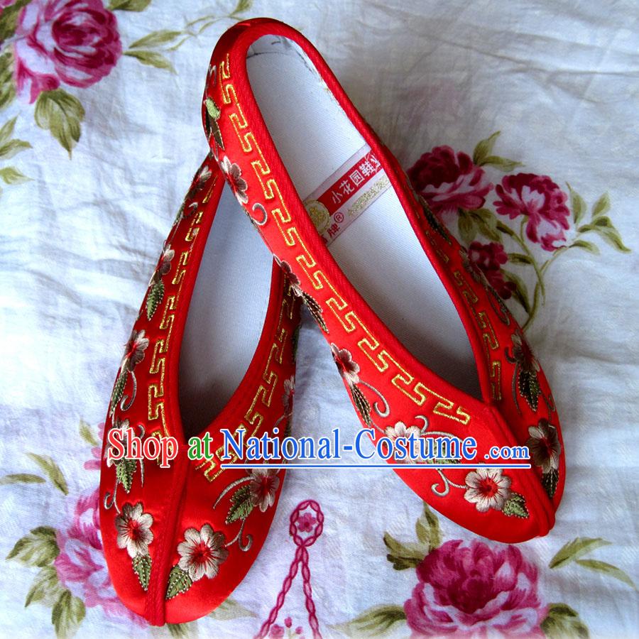 Chinese Red Wedding Hanfu Embroidery Shoes for Bride